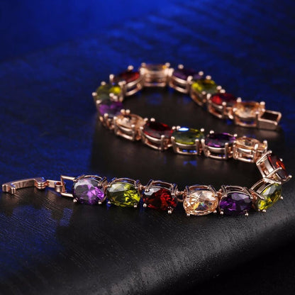 5mm Colorful Crystal Zircon Rose Gold Bracelet