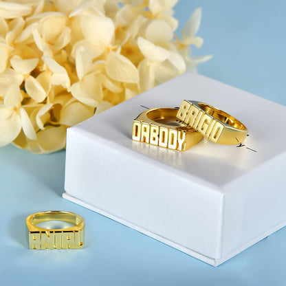 Gold Plated Custom Capital Letters Name Ring-silviax