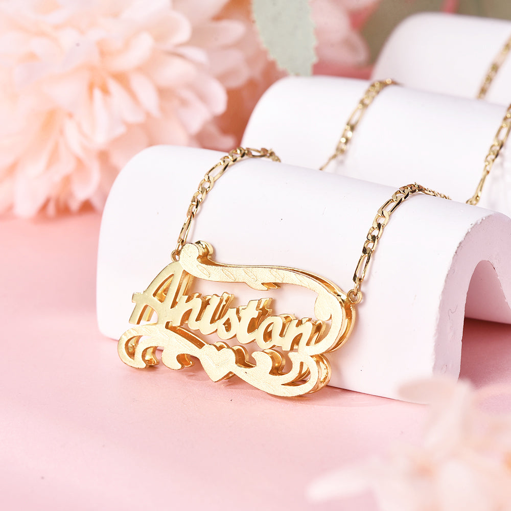 3D Double Plated Gold Plated Personalized Name Necklace-silviax