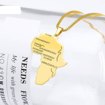 Africa Map Pendant Gold Plated Necklace-silviax