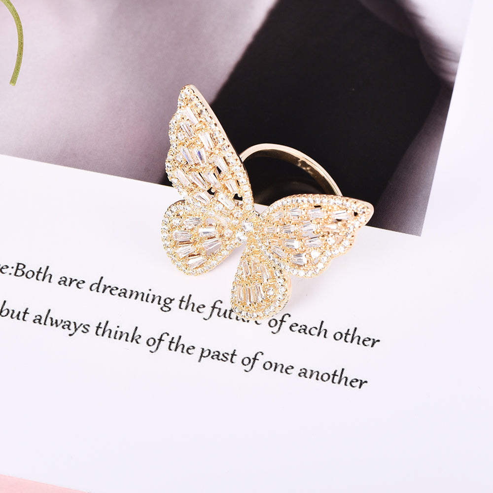 Sparkling Butterfly Cubic Zirconia Ring For Women-silviax