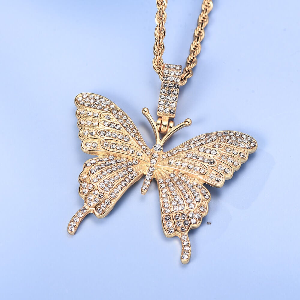 Butterfly Pendant Gold Plated Necklace Jewelry Gift for Woman Girl-silviax