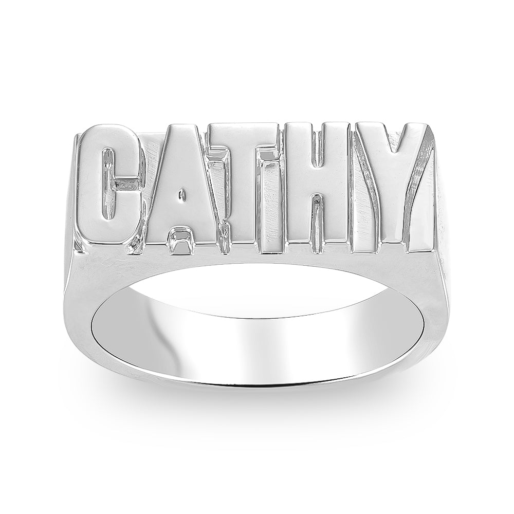 Gold Plated Custom Capital Letters Name Ring-silviax