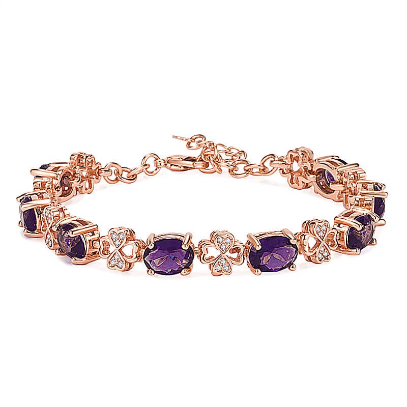 Four Leaf Clover Amethyst Rose Gold Bracelet-silviax