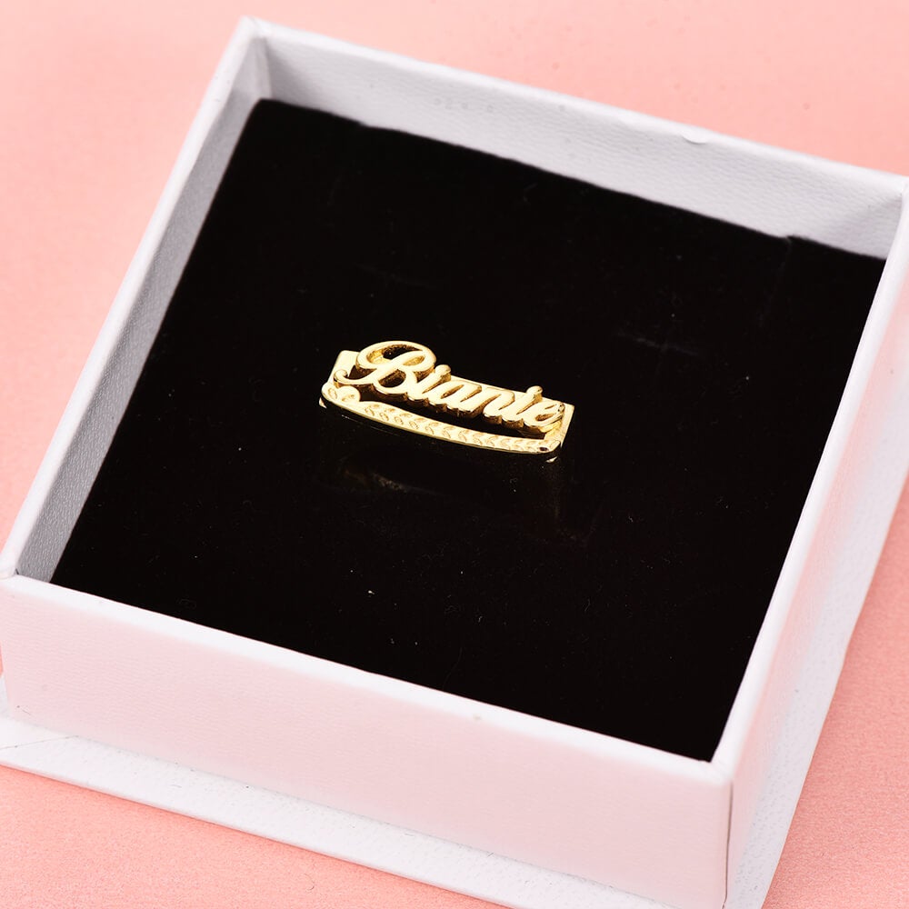 Wheat Ears Personalized Custom Gold Plated Name Ring-silviax