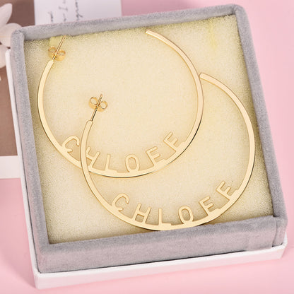 Space Letter Personalized Name Hoop Earrings