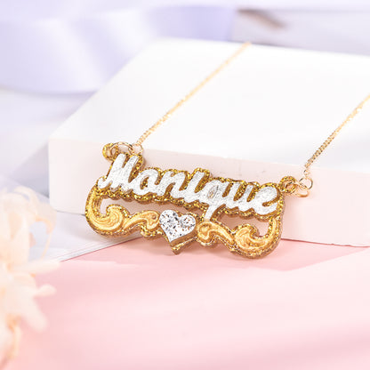 Acrylic Double Layer Two Tone Personalized Custom Name Necklace-silviax