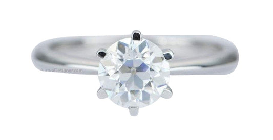 One-Carat Moissanite Engagement Ring 14K White Gold AD1737