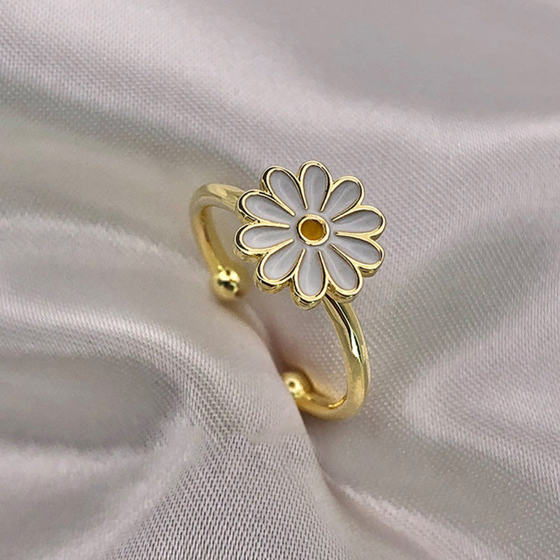 Yellow Gold Spinner Open Adjustable Anxiety Ring-Maxinejewelry