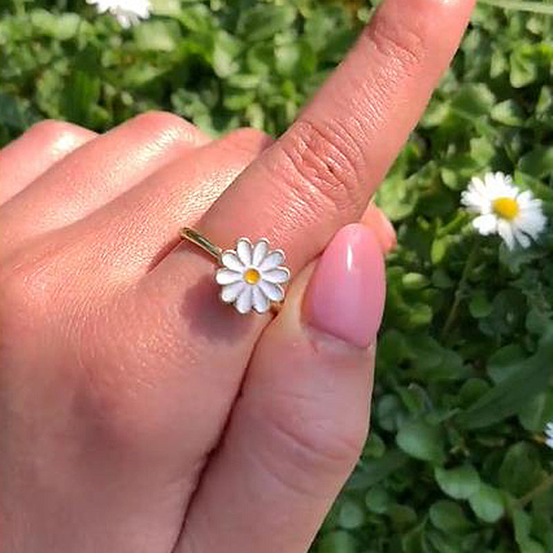 Yellow Gold Spinner Open Adjustable Anxiety Ring