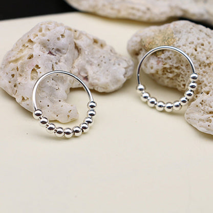 Classic White Gold Anxiety Bead Ring In Sterling Silver-Maxinejewelry