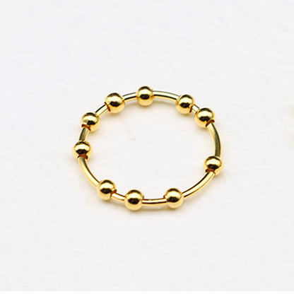 Classic Yellow Gold Anxiety Bead Ring In Sterling Silver-Maxinejewelry