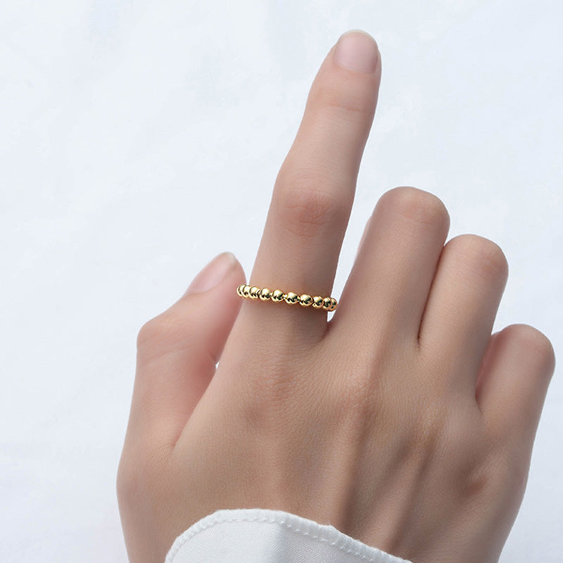 Classic Yellow Gold Anxiety Bead Ring In Sterling Silver-Maxinejewelry