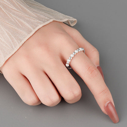 Elegant Frosted Anxiety Bead Ring In Sterling Silver-Maxinejewelry