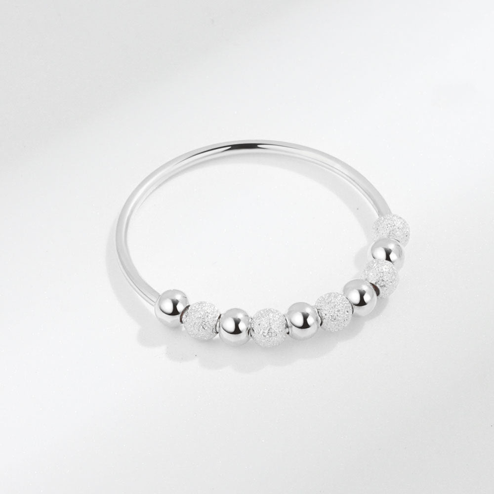 Elegant Frosted Anxiety Bead Ring In Sterling Silver-Maxinejewelry