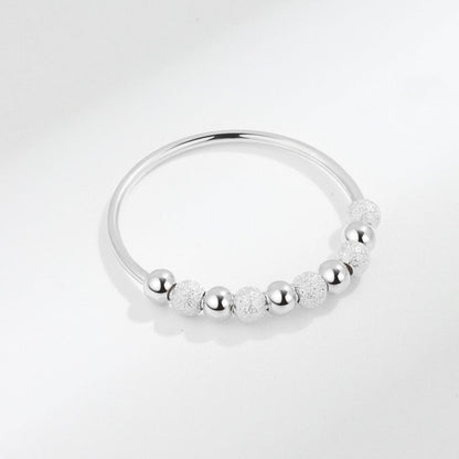 Elegant Frosted Anxiety Bead Ring In Sterling Silver-Maxinejewelry