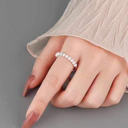 Fashion Frosted Anxiety Bead Ring In Sterling Silver