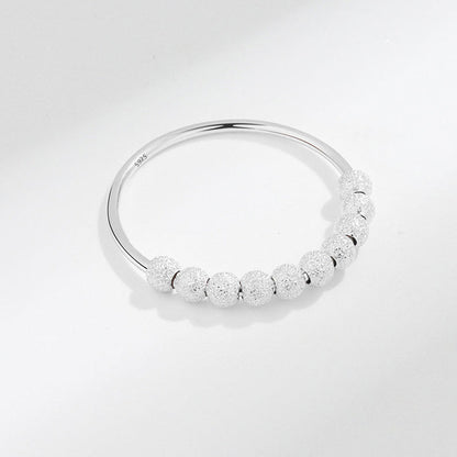 Fashion Frosted Anxiety Bead Ring In Sterling Silver