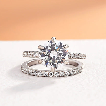 Exclusive Round Cut Sona Simulated Diamond  Wedding Set In Sterling Silver-Maxinejewelry