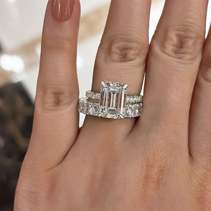 Gorgeous Emerald Cut Wedding Set For Women In Sterling Silver-Maxinejewelry