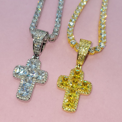 Tennis Chain With Zirconia Classic Cross Necklace