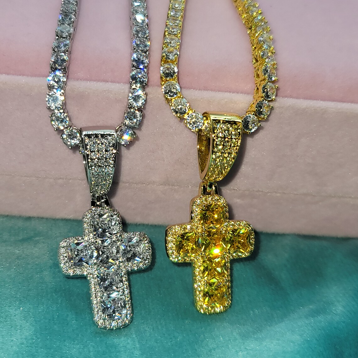 Tennis Chain With Zirconia Classic Cross Necklace