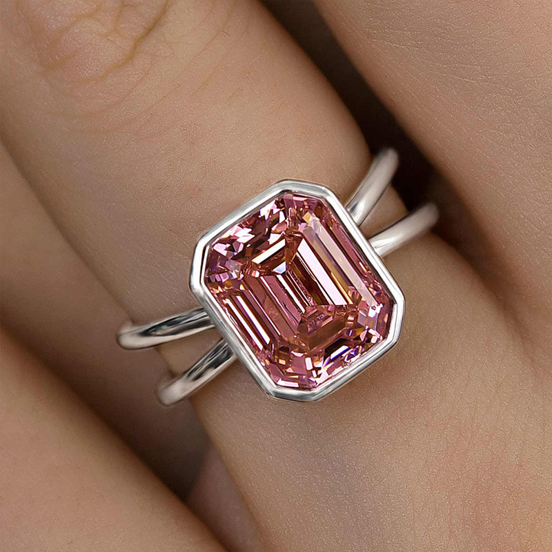 Exclusive Emerald Cut Padparadscha Engagement Ring