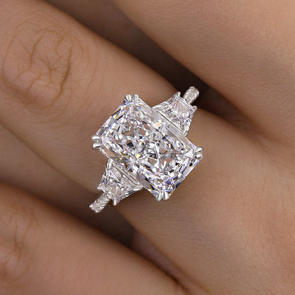 Gorgeous Three Stone Crushed Ice Radiant Cut Engagement Ring