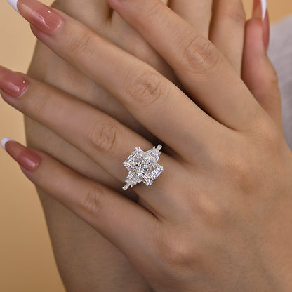 Gorgeous Three Stone Crushed Ice Radiant Cut Engagement Ring