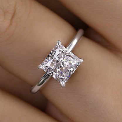 Classic Princess Cut Engagement Ring for Women In Sterling Silver