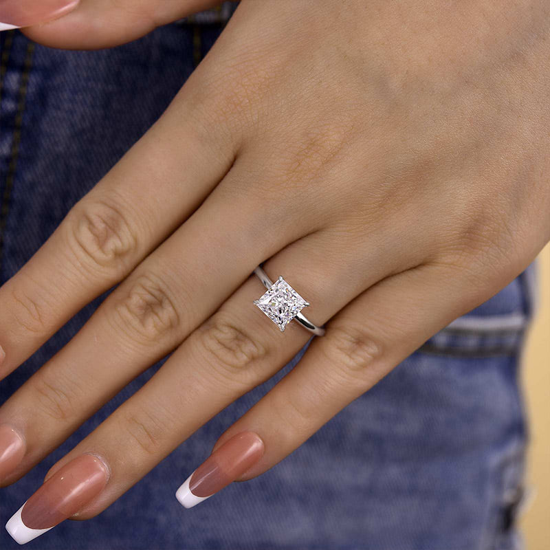 Classic Princess Cut Engagement Ring for Women In Sterling Silver