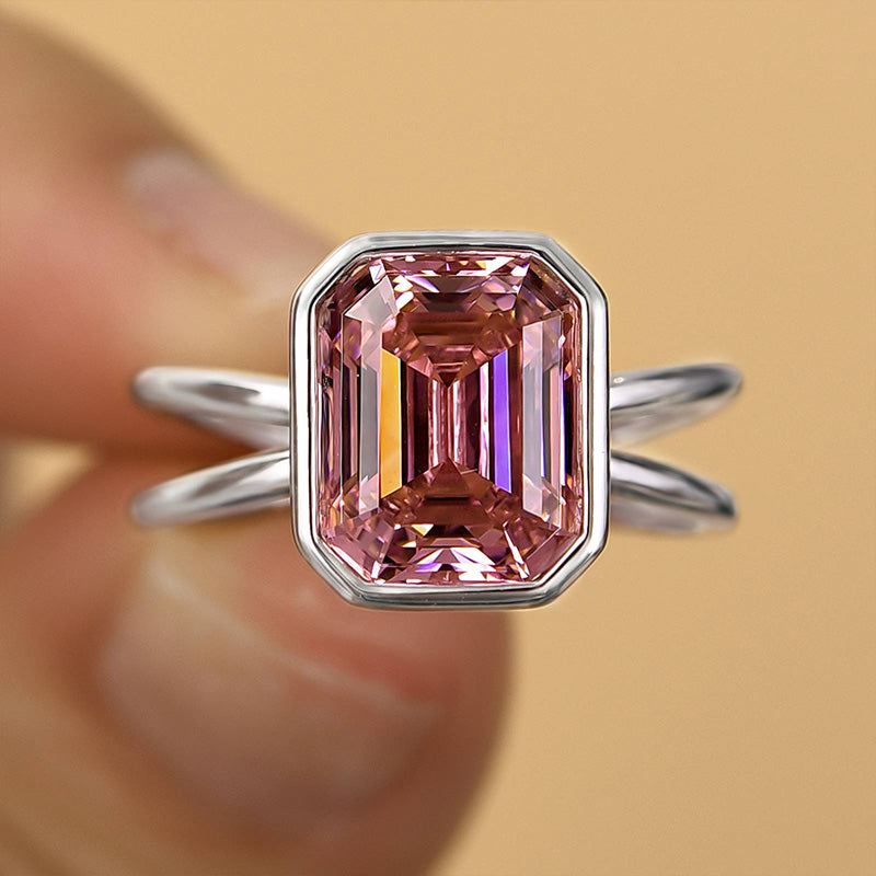 Exclusive Emerald Cut Padparadscha Engagement Ring