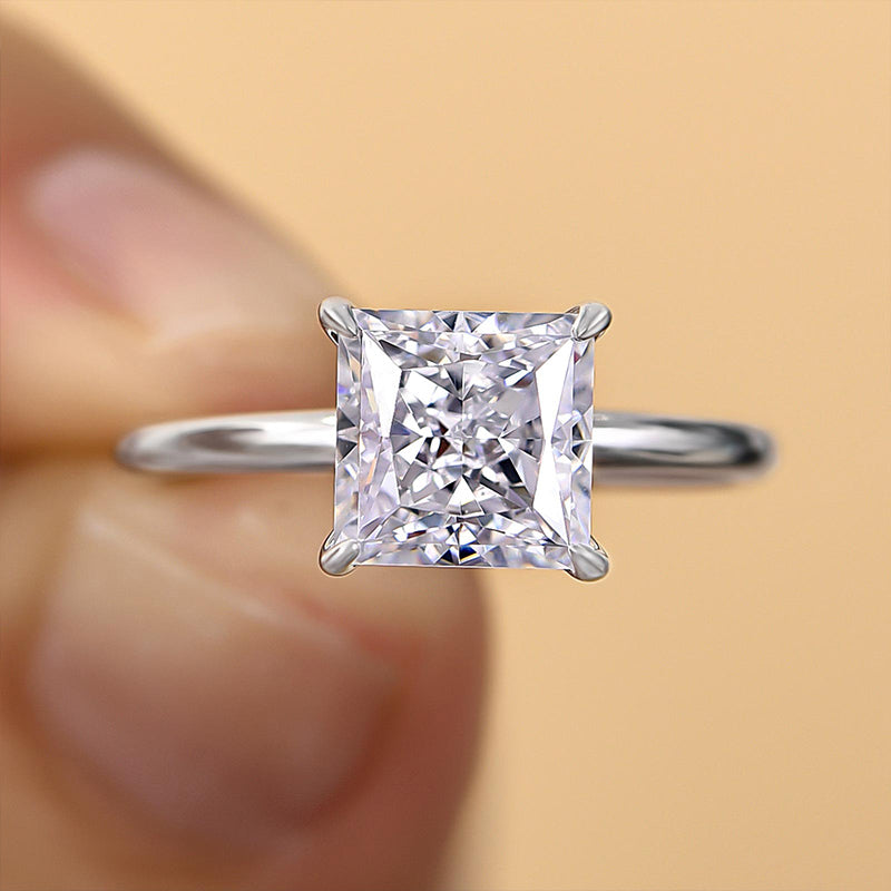 Classic Princess Cut Engagement Ring for Women In Sterling Silver