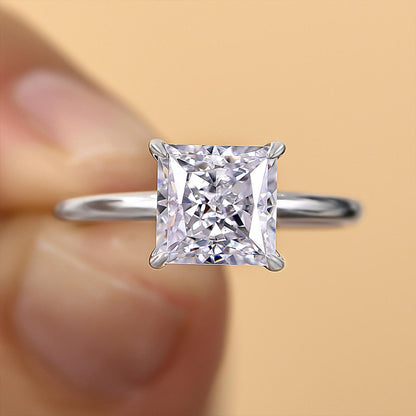 Classic Princess Cut Engagement Ring for Women In Sterling Silver