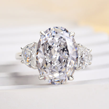 Luxury Crushed Ice Oval Cut Three Stone Engagement Ring