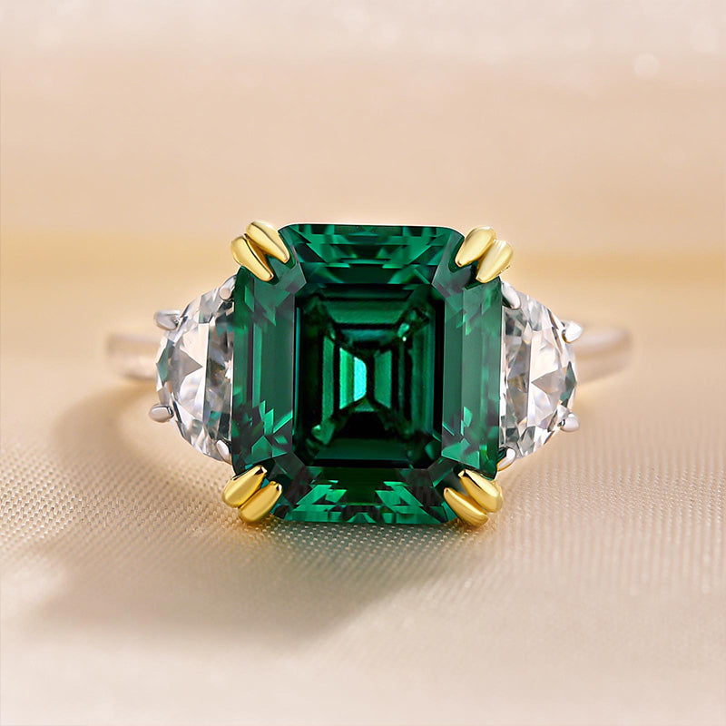 4.5 Carat Paraiba Tourmaline Asscher Cut Three Stone Women's Engagement Ring In Sterling Silver-Maxinejewelry