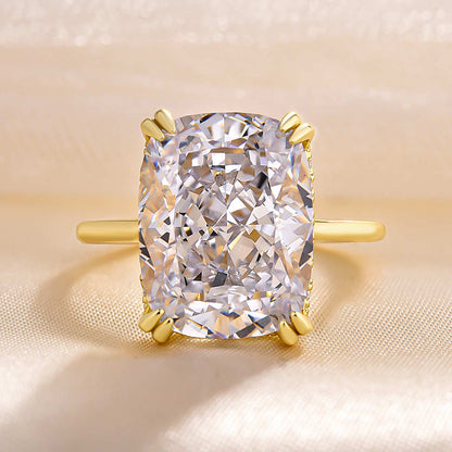 Gorgeous Yellow Gold Cushion Cut Engagement Ring for Women In Sterling Silver