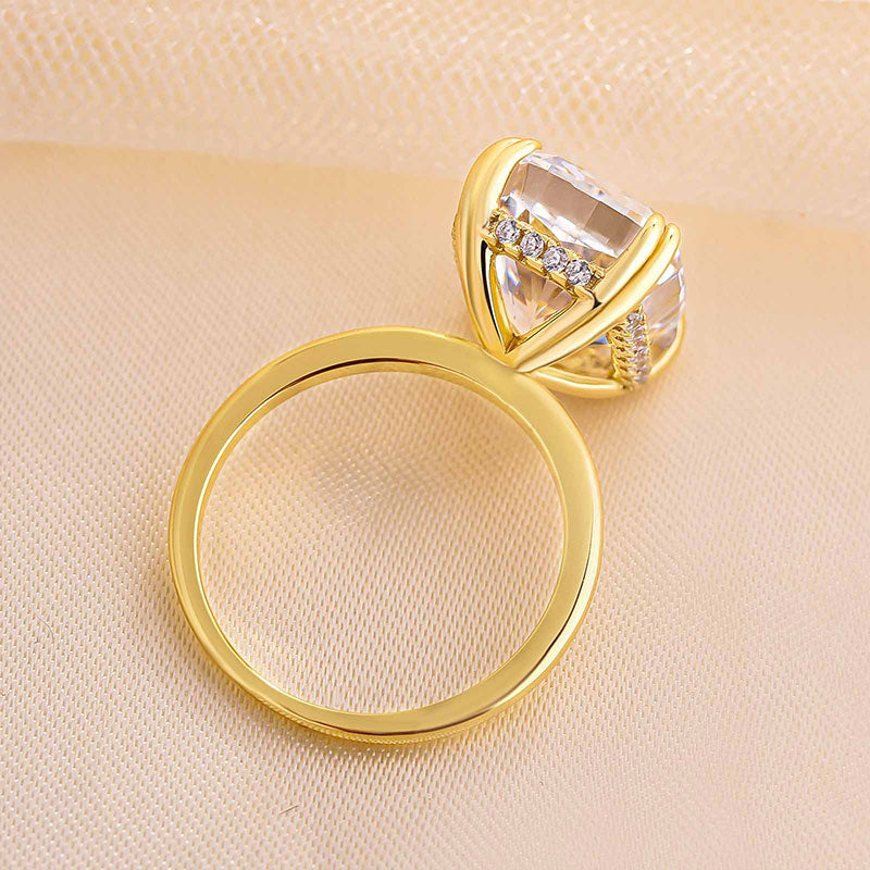 Gorgeous Yellow Gold Cushion Cut Engagement Ring for Women In Sterling Silver