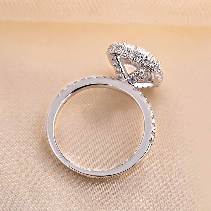 Elegant Halo Cushion Cut Engagement Ring In Sterling Silver-Maxinejewelry