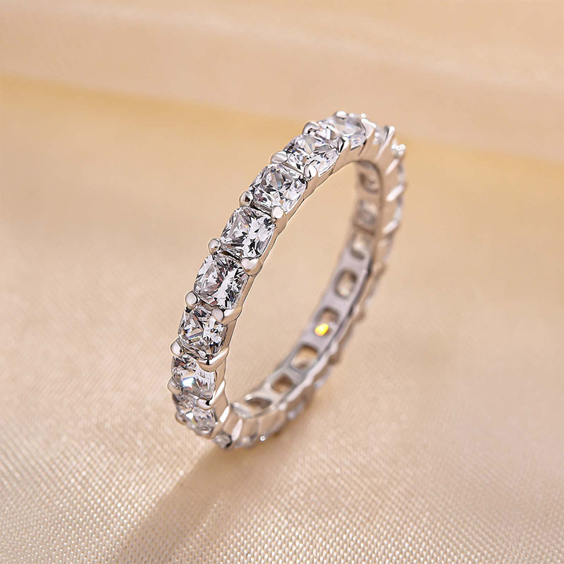 Stunning Cushion Cut Women's Wedding Band In Sterling Silver-Maxinejewelry