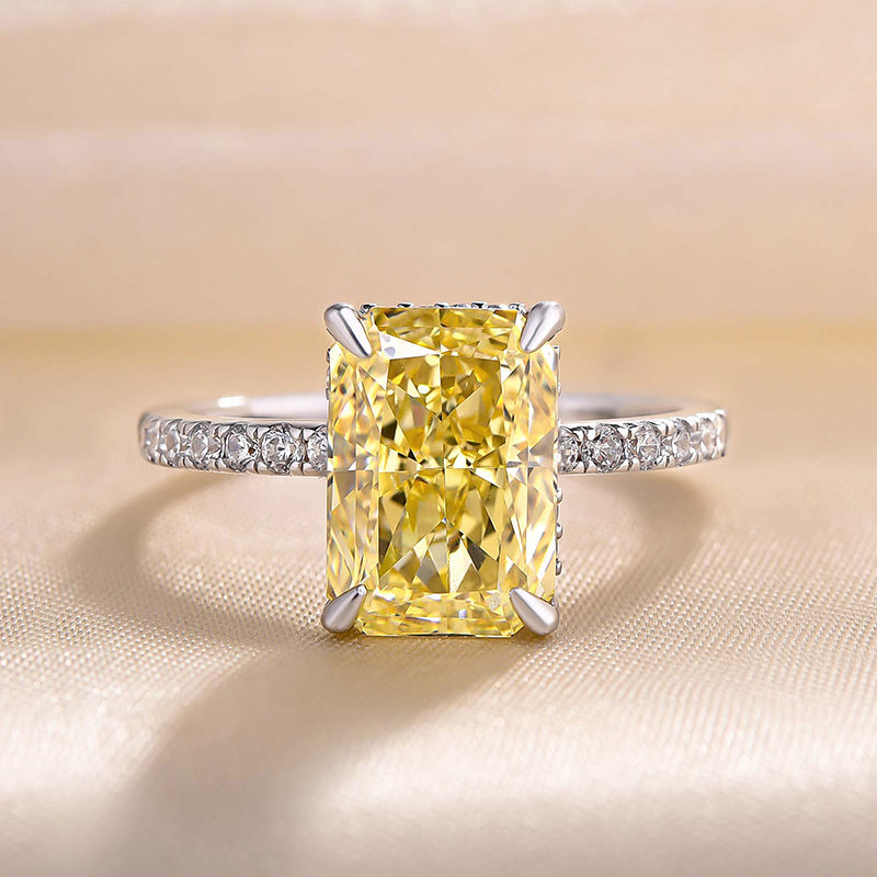 Beautifully 3.3 Carat Yellow Sapphire Radiant Cut Engagement Ring-Maxinejewelry