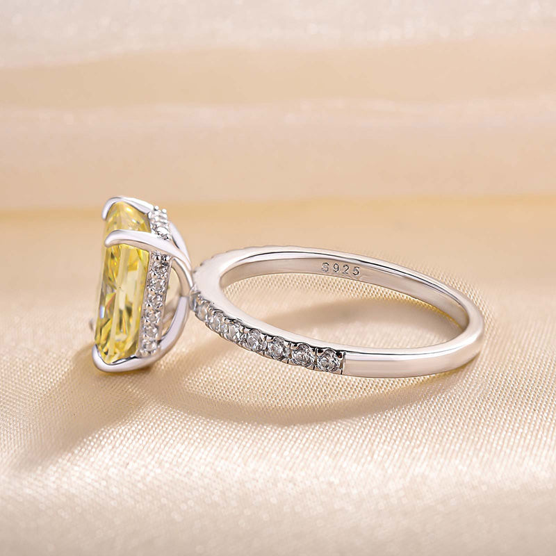 Beautifully 3.3 Carat Yellow Sapphire Radiant Cut Engagement Ring-Maxinejewelry