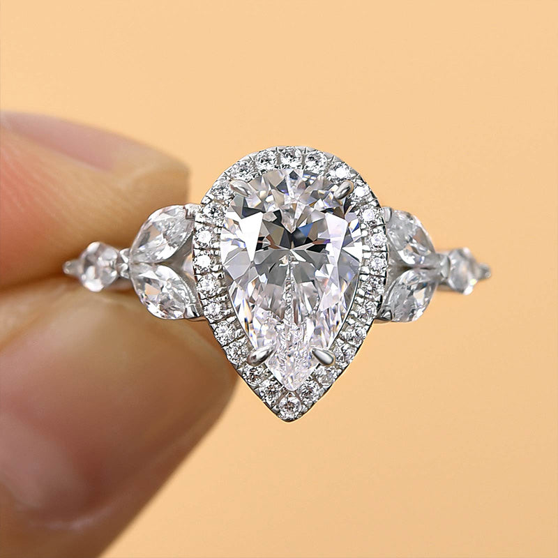 Special Halo Pear Cut Engagement Ring