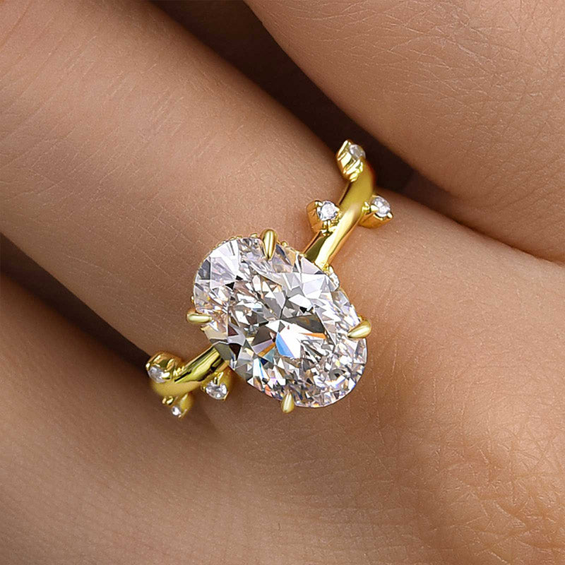 Special Yellow Gold Oval Cut Engagement Ring