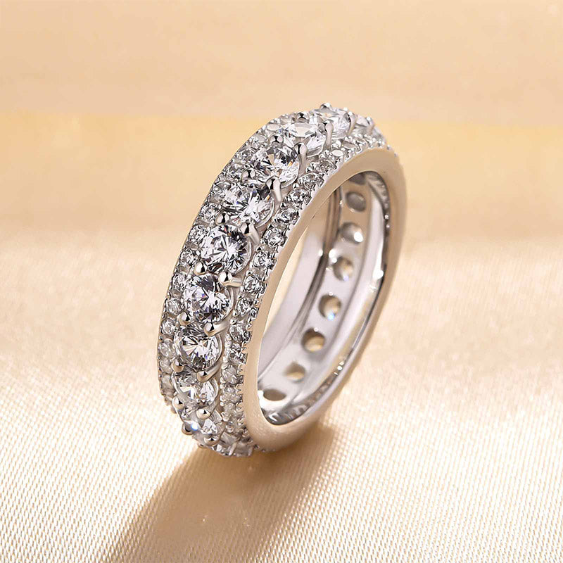 Fashion Eternity 3 Row Design Round Cut Women's Wedding Band Ring-Maxinejewelry