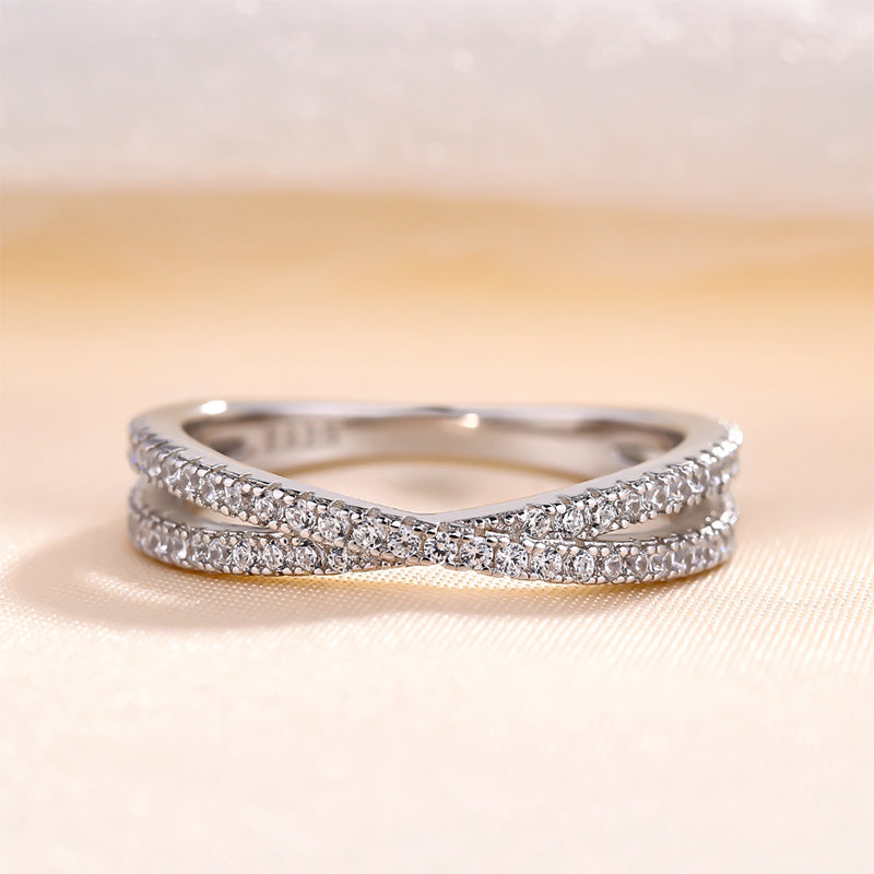 Classic X Criss Cross Wedding Band For Women In Sterling Silver