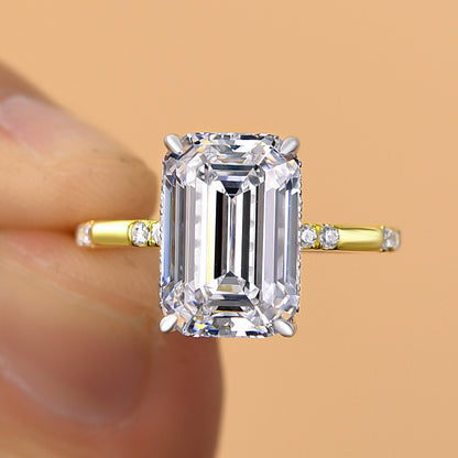 Gorgeous Two-tone Emerald Cut Engagement Ring