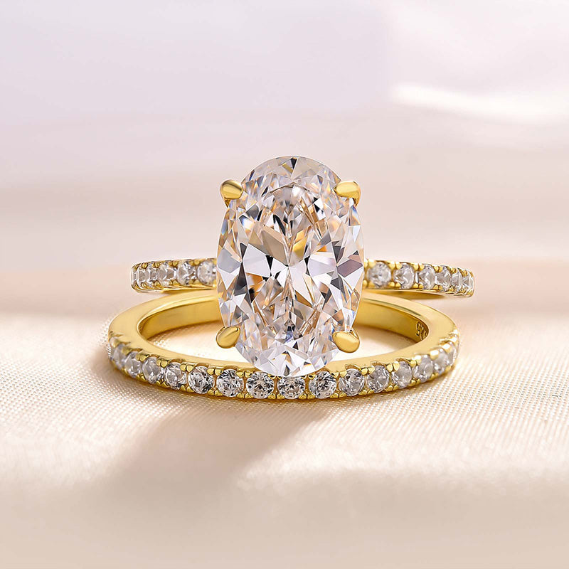 Classic Created White Sapphire Oval Cut Wedding Ring Set