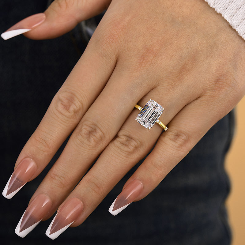 Gorgeous Two-tone Emerald Cut Engagement Ring