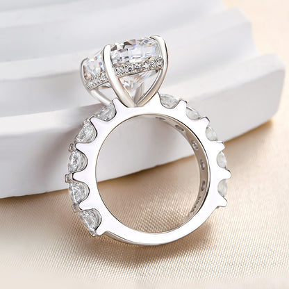 Gorgeous Elongated Crushed Ice Cushion Cut Engagement Ring